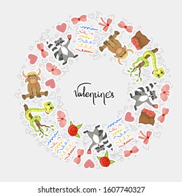 Valentine's Day frame or template for your text. Cartoon style. Vector illustration