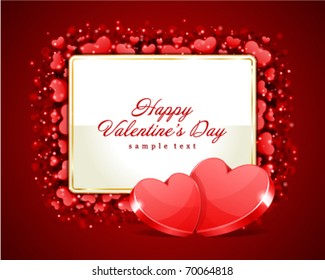 Valentine's day frame vector background with two hearts