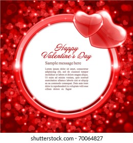 Valentine's day frame vector background with hearts
