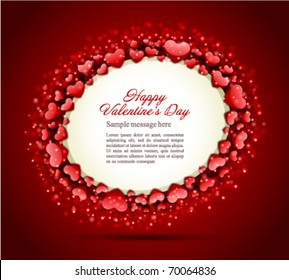 Valentine's day frame vector background with hearts