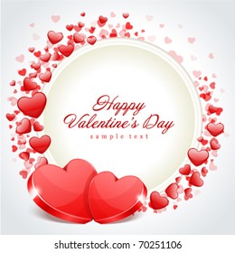 Valentine's day frame vector background with two hearts