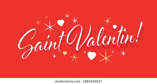 Valentine's day in French on red background