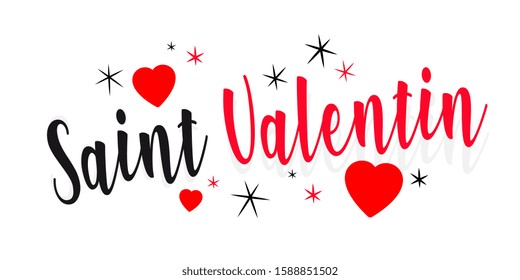Valentine's day in French on white background