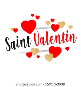 Valentine's day in French on white background