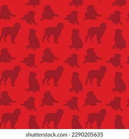 Día de San Valentín. Patrón gracioso con silueta de perro. Fondo limpio y transparente, fondo abstracto con formas de mascotas de la montaña Bernese. Regalo de cumpleaños, papel simple de envoltura. Estilo limpio, colorido