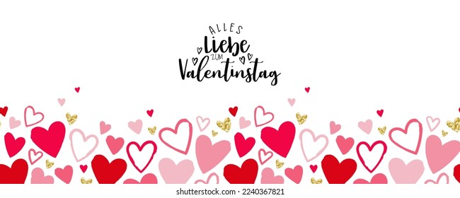 Letras en alemán del día de San Valentín "Feliz Día de San Valentín", encantadora escritura a mano, genial para tarjetas, etiquetas de regalo