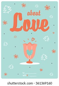 Valentines day gift 3x4 card templates. Romantic and beauty poster. Lovely invitations with cute and character style illustrations with romantic typography