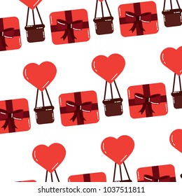 valentines day gift box air balloon heart pattern
