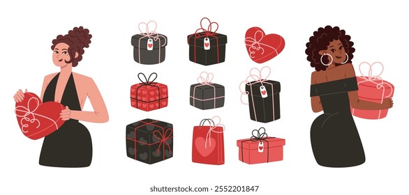 Valentines Day Gift Box and Elegant Women Set