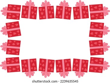 Valentine's day Gift Box frame card vector illustration