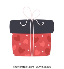 Valentine's Day gift box with hearts. Love, wedding, Valentine's day concept. Vector illustration