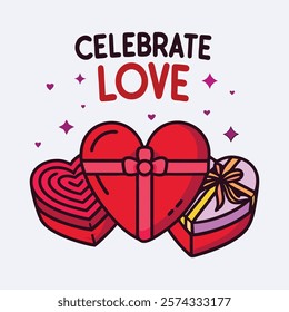 Valentine's Day Gift Box. Valentines day illustration. Love Shaped Vector. Celebrate Love. 