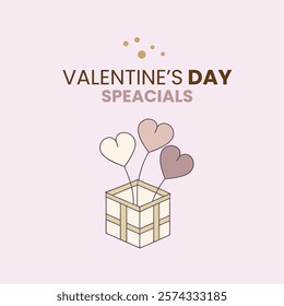 Valentine's Day Gift Box. Valentines day illustration. Love Shaped Vector. Celebrate Love. 