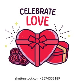 Valentine's Day Gift Box. Valentines day illustration. Love Shaped Vector. Celebrate Love. 