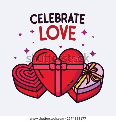 Valentine's Day Gift Box. Valentines day illustration. Love Shaped Vector. Celebrate Love. 
