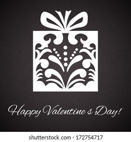 Valentine's Day. Gift box ornament on abstract vintage background. Romance element . Vector illustration/ EPS 10