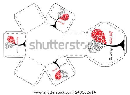 Valentines Day Gift Box Template Vector de stock (libre de regalías