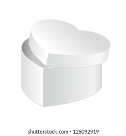 Valentine's Day Gift Candy Box With Lid Like Heart Isolated On White Background. Vector EPS10