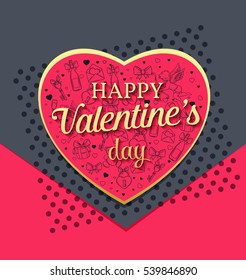 Valentines day gift card and design elements. Vector illustration.
