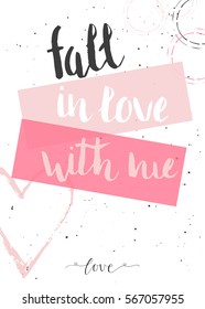 Valentines day gift card with heart and lettering. Calligraphy, hand drawn design elements for print, poster, invitation.