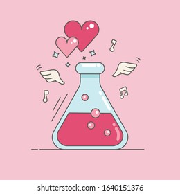 Valentines day gift card love design with love poison. Romantic poster, greeting banner, trendy t-shirt print. Pink background 