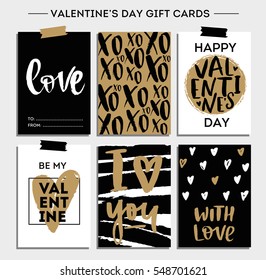 Valentines Day Gift Cards, Calligraphy And Handwritten Design Elements, Handwritten Modern Lettering, Vector illustration