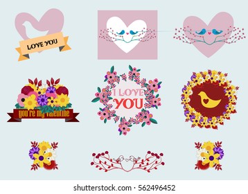 Valentines day gift cards. Vector set. 
