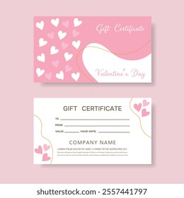 Valentine's Day Gift Certificate Template. Vector.