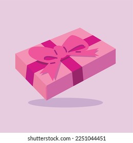valentines day gift flat vector illustration. Cute gift valentine illustration. cute chocolate illustration.