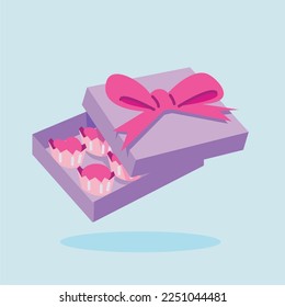 valentinstag Geschenk flach Vektorgrafik. Geräumige Geschenkidee. süße Schokoladengrafik.