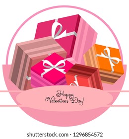 Valentine's Day, gift, greeting card, vector background