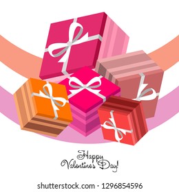 Valentine's Day, gift, greeting card, vector background