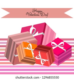 Valentine's Day, gift, greeting card, vector background