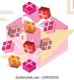 Valentine's Day, gift, greeting card, vector background