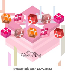 Valentine's Day, gift, greeting card, vector background