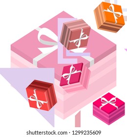Valentine's Day, gift, greeting card, vector background