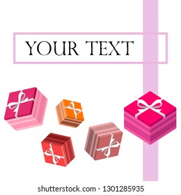 Valentine's Day, gift, greeting card, vector background