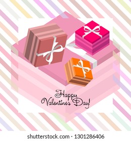 Valentine's Day, gift, greeting card, vector background