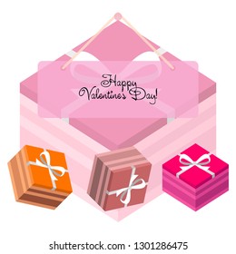 Valentine's Day, gift, greeting card, vector background