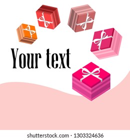 Valentine's Day, gift, greeting card, vector background