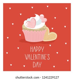 Valentine's day gift or greeting cards, simple flat style with romantic elements. Vector illustration.