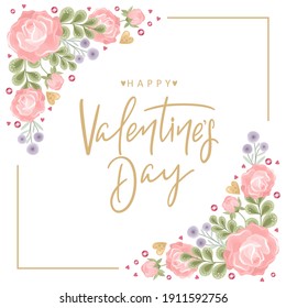 Valentine's day gift or greeting cards, simple flat style with romantic elements. Vector illustration. 
Template for Invitation, greetings, congratulations, posters.
