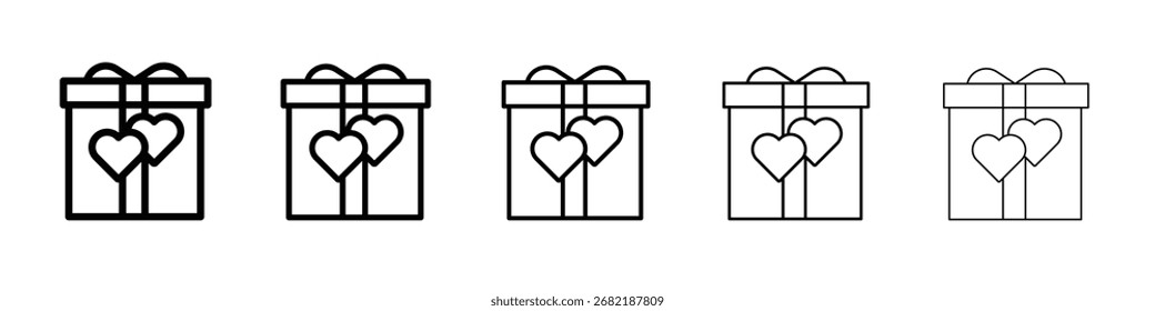 Icono de regalo de San Valentín ilustración plana conjunto logo