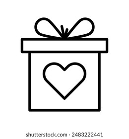 Valentines day gift icon linear logo mark in black and white