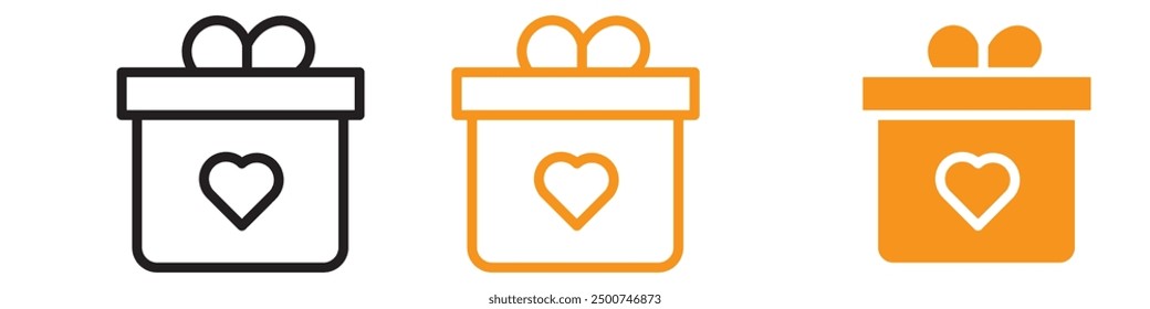 Valentines Day Gift Icon Set Romantic Present Illustrations for Holiday and Love