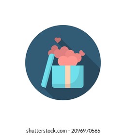 Amor por el regalo de San Valentín, diseño plano, sombra larga