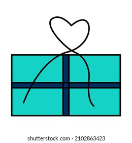 Valentine's Day gift love heart doodle vector illustrations colored hand drawn
