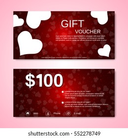 Valentine's Day gift voucher, discount coupon vector design template