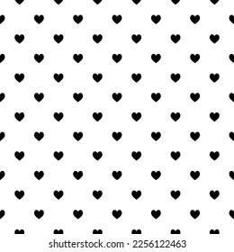 Valentine's Day gift wrapping paper design. Black white heart shape vector pattern. Seamless pattern.