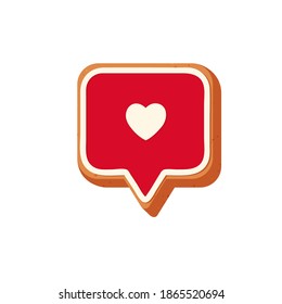 Valentines day gingerbread cookies. Carved figures decorated with sugar icing. Vector stock flat illustration isolated on a white background